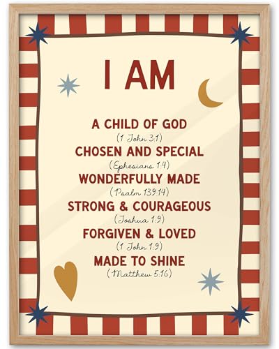 KensTro 12x16 Oak Framed I Am a Child of God Scripture Wall Art - color: I Am a Child of God-Framed, size: 16"L x 12"W
