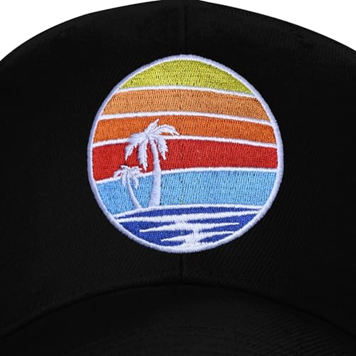 Embroidered Baseball Cap for Women Men Adjustable Baseball Hat Black Baseball Cap Trucker Hat - color: Palm Tree