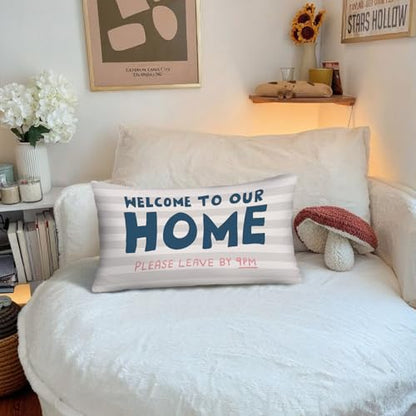 Farmhouse Throw Pillow Cover 12x20,Outdoor Porch Pillows - color: White-home