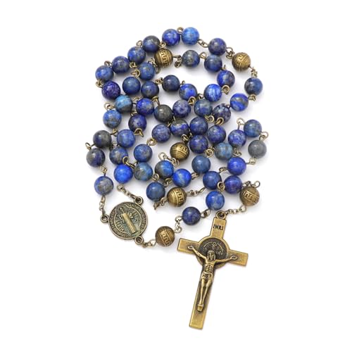 KOMI 8mm Natural Stone Beads Rosary Necklace Rosarios Catolicos Para Mujer Catholic Rosary Beads for Women Christian Gifts - style: Rosary-7