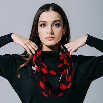 Handepo 6 Pcs Christmas Infinity Scarf Lightweight Holiday Loop Sheer Scarves Sheer Infinity Women's Scarves (Classic Style)