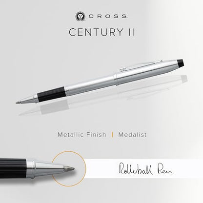 Cross Century II Lustrous Chrome Rollerball Pen, Medium Point, Black Ink - color: Lustrous Chrome
