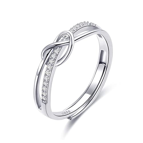 MOROTOLE To My Mom Sterling Silver Ring, Love Knot Silver Ring for Women Forever Linked You And Mom Rings Adjustable Thumb Rings Mother Gifts… - color: Love Rings - No Card