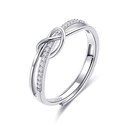 MOROTOLE To My Mom Sterling Silver Ring, Love Knot Silver Ring for Women Forever Linked You And Mom Rings Adjustable Thumb Rings Mother Gifts… - color: Love Rings - No Card