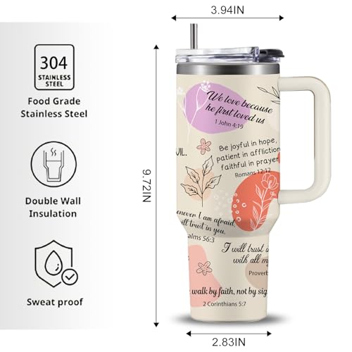 Christian Gifts for Women Mothers Day - Faith Bible Verse Gifts Baptism Tumbler - Inspirational Religious Birthday Gift - Catholic Spiritual Christmas Gift Coffee Cup for Mom Girl Friends 40oz - color: Christian