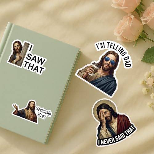 4 Pcs Christian Stickers Funny Jesus I Saw that Meme Quotes - color: Funny Jesus Stickers