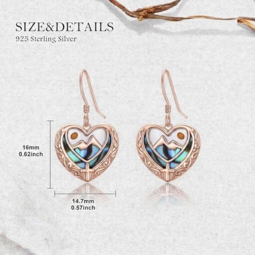 AOBOCO 925 Silver Mustard Seed Cross Heart Dangle Drop Earrings Women - color: Silver-14K Rose Gold