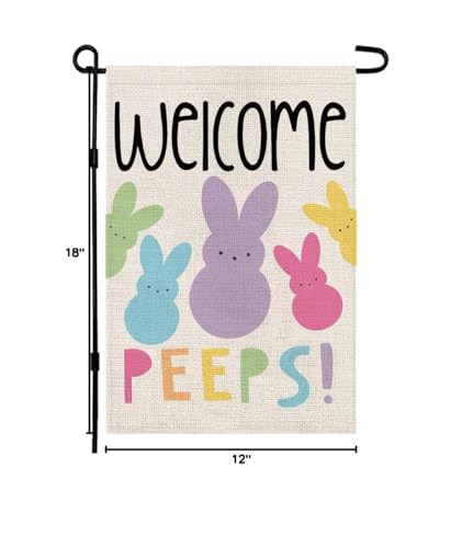 Welcome Easter Garden Flag Double Sided Vertical 12×18 Inch Bunny Banners Spring Yard Outdoor Farmhouse Decoration DF019 - size: 12" X 18"