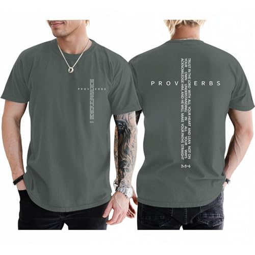 Christian Shirts for Men Vintage Religious Cross Bible Verse T-Shirt Jesus Faith Tshirt Inspirational Graphic Tees - color: Deep Gray, size: 3X-Large