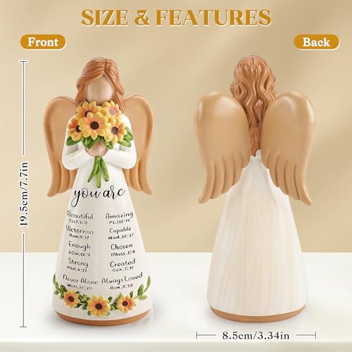Sunflower Gift for Women,Christian Birthday Gift, Religious Angel Figurines - color: White-sunflowers