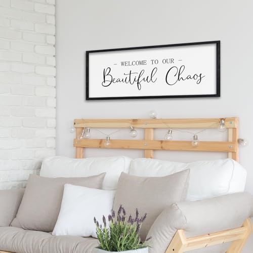 Surfapans Welcome To Our Beautiful Chaos Sign 32"×12" Black - color: Welcome To Our Beautiful Chaos（Black), size: 32"L x 12"W
