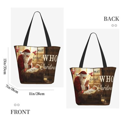 Funny Christian Tote Bags For Women With Zipper Christian Gifts For Work Gym Travel Beach Women With Large Capacity - color: Christmas-2