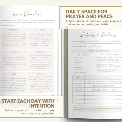 Prayer Journal for Women, Daily Devotional & Bible Study Prompts, Navy Blue - color: Blue