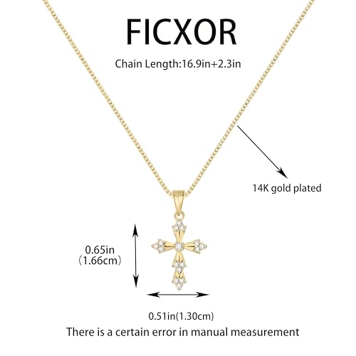 Cross Necklace for Women,Dainty 14k Gold Plated Pendant Necklaces - color: Gold-5