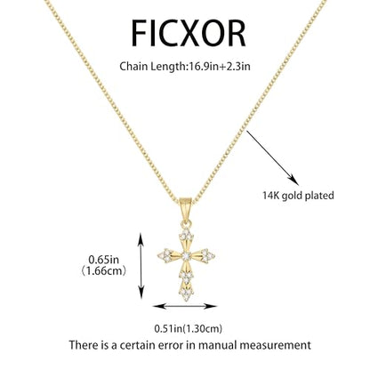 Cross Necklace for Women,Dainty 14k Gold Plated Pendant Necklaces - color: Gold-5