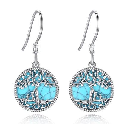 Vito Moonstone Turquoise Drop Earrings for Women, 925 Sterling Silver Hooks - style: Turquoise Tree-2