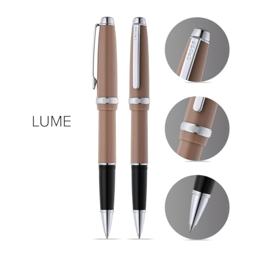 Cross Lume Mocha Polished Chrome Rollerball Pen, Medium Point, Black Ink - color: Brown