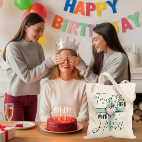 Faith Canvas Tote Bag, Christian Gifts for Women Girls Mom Sister Inspirational Bible Verse Birthday Christmas - color: Faith 807