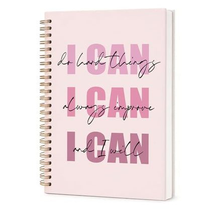 Christian Pink Inspirational Spiral Notebook 5.5x8.3 Inch, I Can Do All Things Lined Prayer Journal for Bible Study, Motivational Bible Verse Gifts for Women Teen Girls - color: I Can