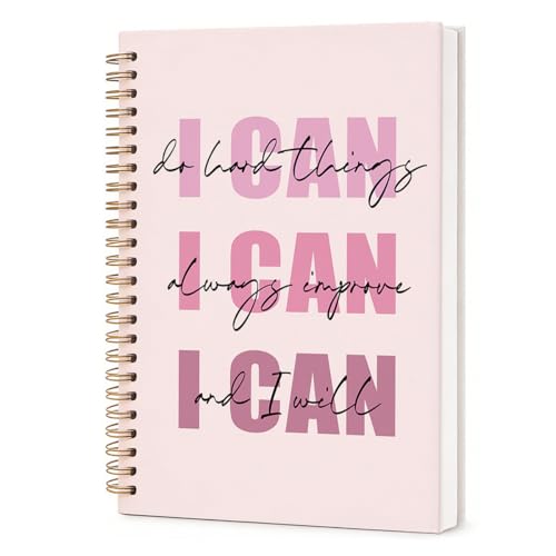 Christian Pink Inspirational Spiral Notebook 5.5x8.3 Inch, I Can Do All Things Lined Prayer Journal for Bible Study, Motivational Bible Verse Gifts for Women Teen Girls - color: I Can