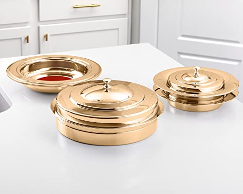 (Offering Plate Red) Premium Gold Stainless Steel Offering Plates for Church | Offering Trays | Church Collection Plate | Church Offering Plates - color: Offering Plate Red