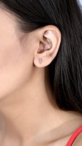 Dazzlingrock Round White Natural Diamond Charm Cross Stud Earrings - style: Push Back