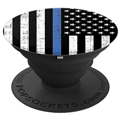 Thin Blue Line US Flag Police Officer Law Enforcement Gift PopSockets Adhesive PopGrip - style: Adhesive PopGrip