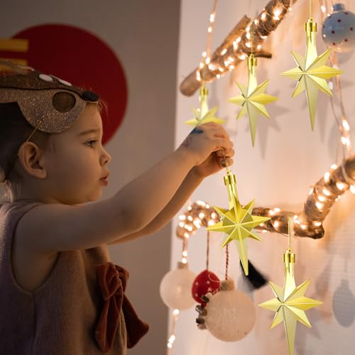 Syhood 12pcs Gold Bethlehem Star Ornaments Christmas Tree - color: Gold