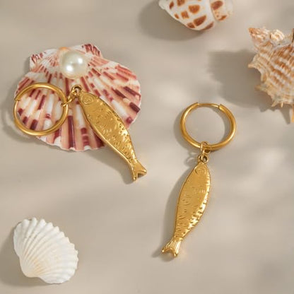 Fish Earrings for Women - color: Gold