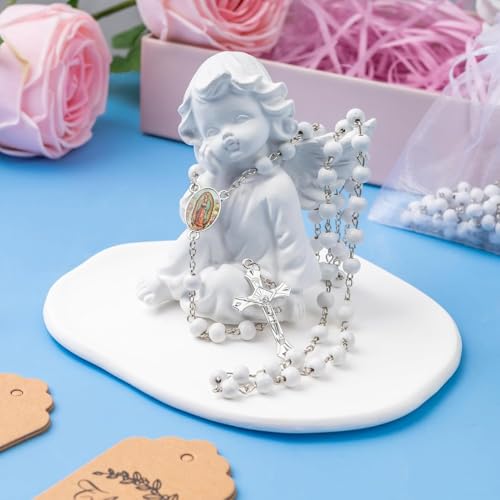 48 Pcs Silver Virgen Guadalupe Scented Rosary Baptism First Communion Party - color: 48pcs Silver