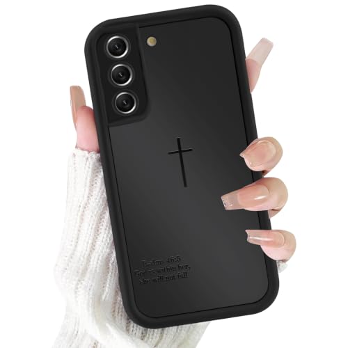 Jesus Phone Case for Samsung Galaxy S21 FE（5G）, Aesthetic Christian Bible Verse Cross Pattern, Trendy Design for Women Girls Men, Shockproof Soft Silicone Cover for Samsung S21 FE 6.4", Black - color: Black, size: Samsung Galaxy S21 FE（5G）