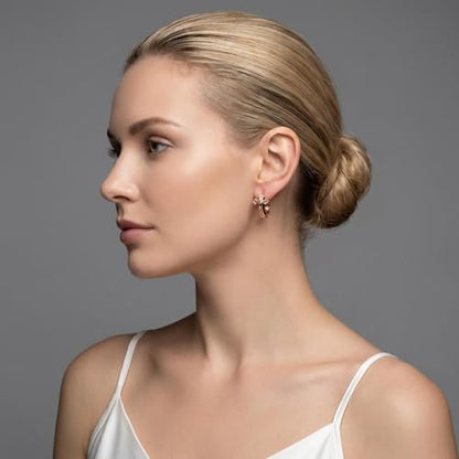 18K Gold Plated, Dangle Earrings for Women, Flower/Heart Drop earrings, Hypoallergenic Cubic Zirconia Earrings, Lightweight, Party, gold earrings, Jewelry for Gifts, Fashion - style: Hoop-Jesus
