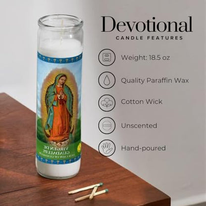 Simply Soson Lady of Guadalupe Prayer Candle 3 Pack, Glass Jar