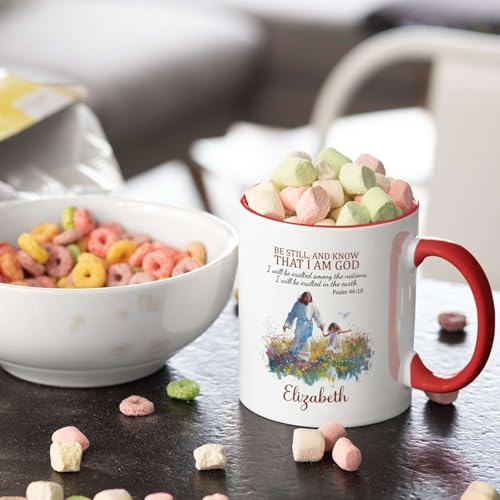 Customized Jesus And Child White Cup With Name, Christian Themed Mug Gift, Flower Bible Verse Coffee Mug, Meaningful Cup Gift For Girl Friend, Personalized Bible Verse Cup 11Oz - color: XUA-624-2339-Jesus And Baby