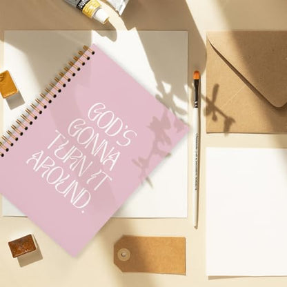 Coquette Christian Spiral Notebook Journal Gifts for Women Teen Girl - color: god's gonna turn it around