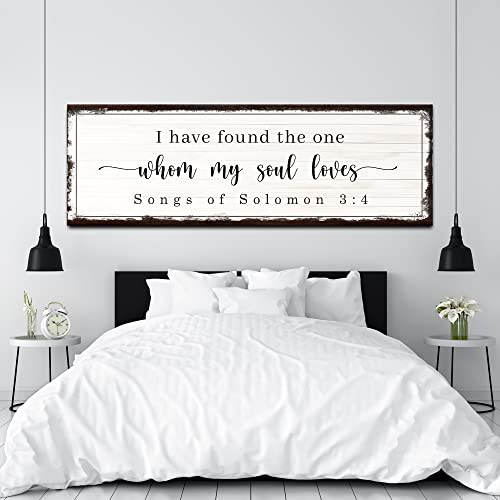 Tailored Canvases Christian Wall Art Decor - Religious Bible Verses Sign for Gifts, Home, Living Room & Bedroom - Inspirational Scripture Quotes Signs - Song of Solomon 3:4 I Have Found The One, 48x16in - color: Grunge Brown Song of Solomon 3:4 I Have Fou