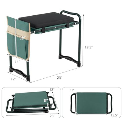 IRONMAX Garden Kneeler and Seat with 15.5" L×11" W EVA Kneeling Pad, Green - color: Green, size: 15.5"L×11"W