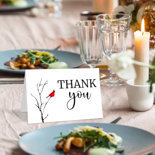 Marspark 25 Pack Funeral Thank You Cards Sympathy Envelopes, Cardinals - style: Cardinals