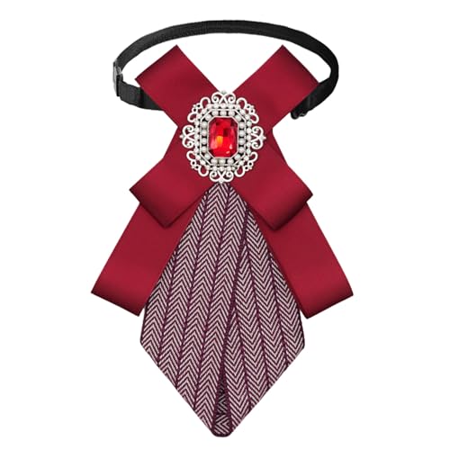 Womens Bow Tie Adjustable Rhinestone Bowtie for Women Ladies Girls Pre-tied Womens Tie for Shirt Suit Uniform - color: Red-strap-style 3