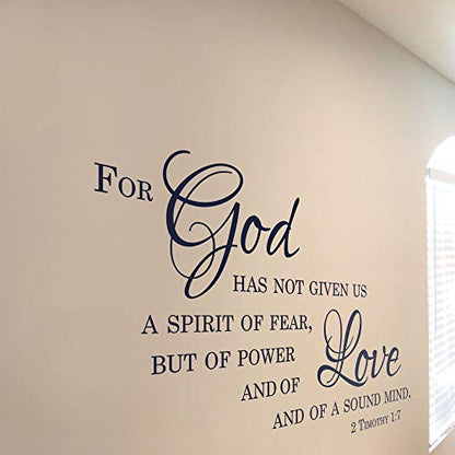 2 Timothy Scripture Decal for Bedroom - A Spirit of Power Wall Bible Decal Removable Scripture Verse 2 Timothy 1:7, q19 - color: Navy, size: 14x22