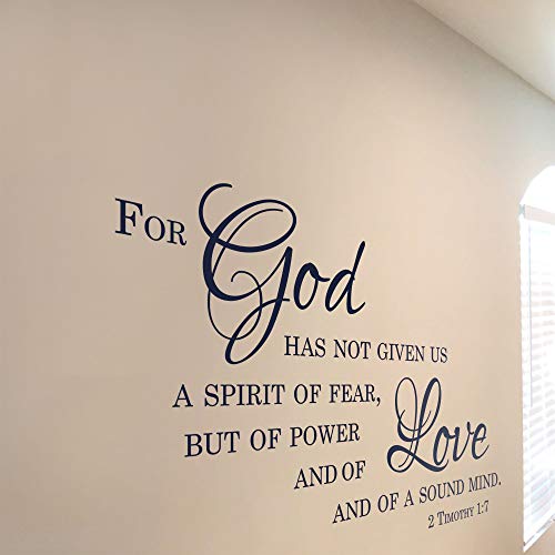 2 Timothy Scripture Decal for Bedroom - A Spirit of Power Wall Bible Decal Removable Scripture Verse 2 Timothy 1:7, q19 - color: Navy, size: 22x34