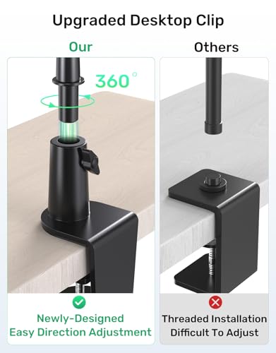 19" Flexible Gooseneck Mic Stand with Desk Clamp【Heavy Duty】, Dual Holder - size: Upgraded Heavy-Duty Clamp