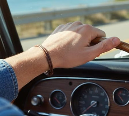 GENIQUE Real/Genuine Leather Bracelet for Men, Adjustable Mens Leather Bracelet, Leather Cord Bracelet - style: Sliding Knot Antique Brown