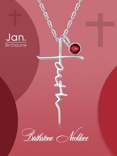 Faith Necklace White/Rose/Gold Birthday Gifts for Wife Her - color: White Gold-01-January