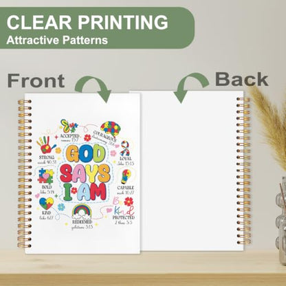 Autism Awareness Mental Health Bible Spiral Journal Notebook Gifts,God Says I Am Inspirational Christian Church Hardcover Spiral Notebook Office Supplies Gifts,5.5x8.3 Inch - color: white-God Says I Am Inspirational Christian