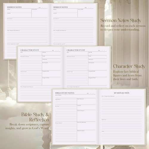 Lanpn Bible Study Journals for Women with Tabs & Highlighters, Church Notes Taking Daily Devotional Journaling, Linen Bible Prayer Guide Notebook Christian Religious Faith Based Gifts, Beige - color: Beige