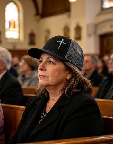 3 Nails Cross Trucker Hat Christian Religious Gifts for Birthday/Christma - color: 3 Nails Cross Trucker Hat Black & Grey