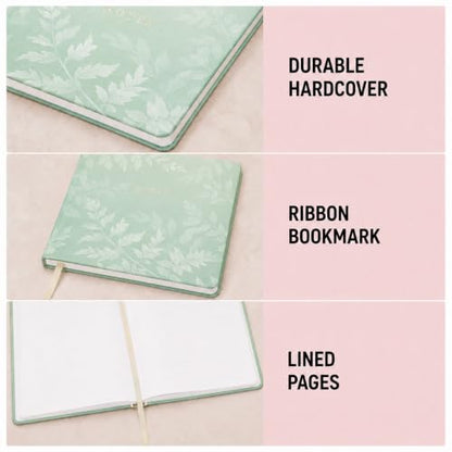 WORLD TRAVELER Large Lined Journal Notebook 256 Ruled White & Ivory Pages - color: Green Fern