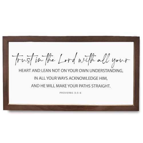 Christian Decor, Proverbs 3:5-6, Religious Art Wall Decor, Bible Verse Wall Art, Christian Gift for Family or Friends, Housewarming Gift, Wood Framed Sign - color: proverbs 3:5-6
