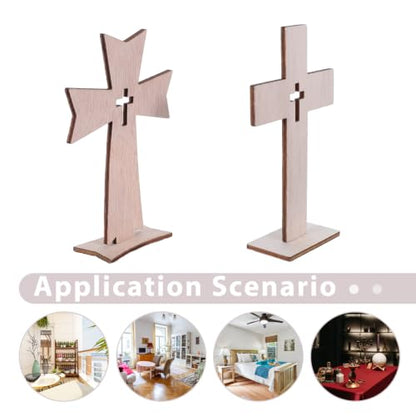 DOITOOL 20 Pcs Wooden Crosses for Crafts, Unfinished Standing Cross Centerpieces for Tables Easter Baptism Decorations, Catholic Religious Decor for First Communion